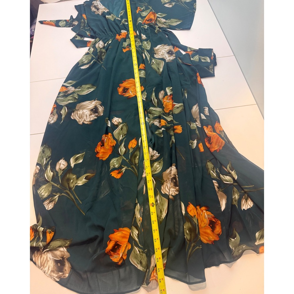 Baltic Born Kia Kimono Maxi Dress Womens XS Deep Topaz Floral Green V-Neck New - Picture 10 of 11